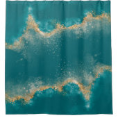 Kust Blauwgroen blauw Metaalgoud agaat Douchegordijn (Voorkant)