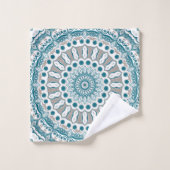 Kust Blauwgroen en Zand Oceaan-geïnspireerde Manda Bad Handdoek (Wasdoekje)