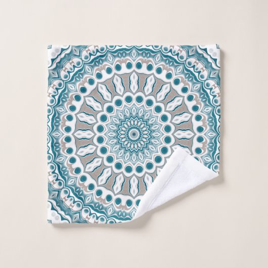 Kust Blauwgroen en Zand Oceaan-geïnspireerde Manda Bad Handdoek (Wasdoekje)