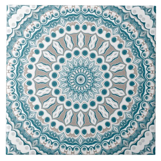 Kust Blauwgroen en Zand Oceaan-geïnspireerde Manda Tegeltje (Voorkant)