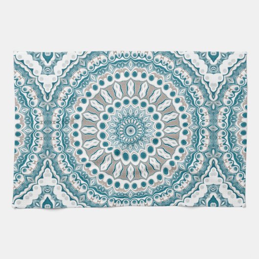 Kust Blauwgroen en Zand Oceaan-geïnspireerde Manda Theedoek (Horizontaal)
