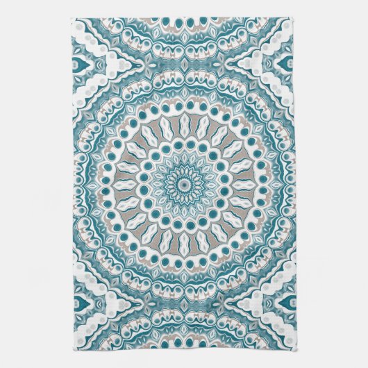 Kust Blauwgroen en Zand Oceaan-geïnspireerde Manda Theedoek (Verticaal)
