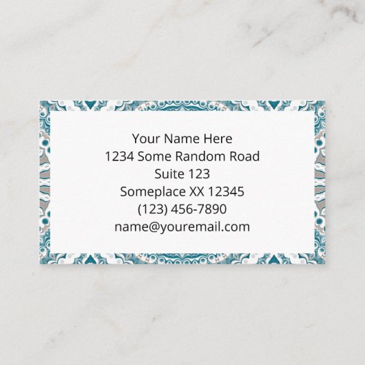 Kust Blauwgroen en Zand Oceaan-geïnspireerde Manda Visitekaartje (Achterkant)