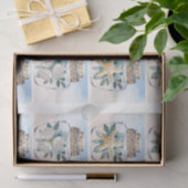 Kust bloemige schelpen in een pot decoupage tissuepapier (Geschenk)