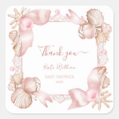 Kust blush roze parel dank u Baby shower Vierkante Sticker (Voorkant)