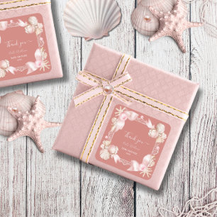Kust Blush roze parel dank u Baby shower Vierkante Sticker