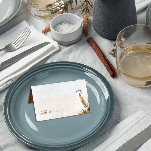 Kust Boho Bruiloft Witte Egretta Plaatskaartje