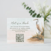 Kust Boho Trouwwebsite Egret Design RSVP Kaartje (Staand voorkant)