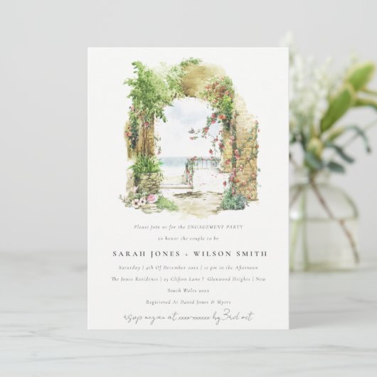 Kust Botanische Boog Strand Zeegezicht Trouw Kaart (Staand voorkant)