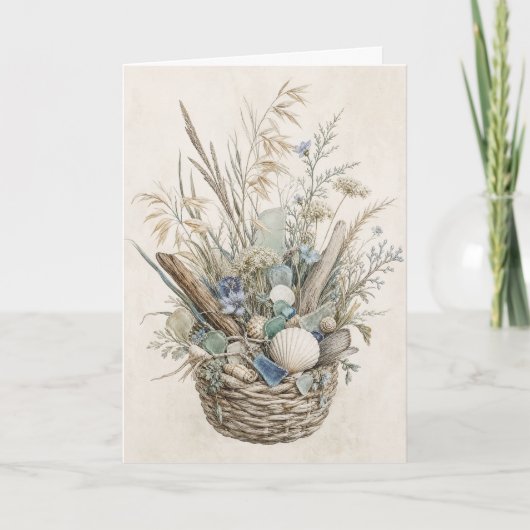 Kust Botanische Groet Strand Schelp Bloem Kaart (Voorkant)