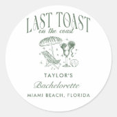 Kust Bruidsfeest Cocktailparty Groen Ronde Sticker (Voorkant)