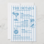 Kust Bruidsfeestje Cocktailparty Blauw Kaart (Achterkant)