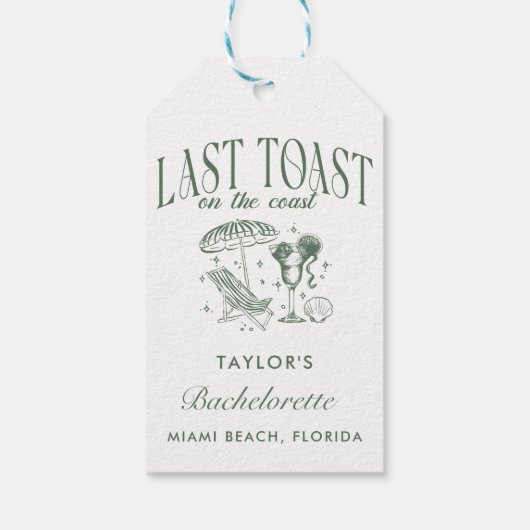 Kust Bruidsjonker Cocktailfeest Groen Cadeaulabel (Achterkant)