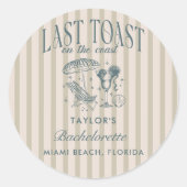 Kust Bruidsmeisje Cocktail Feestje Navy Ronde Sticker (Voorkant)