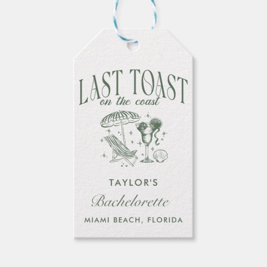 Kust Bruidsmeisje Cocktailparty Groen Cadeaulabel (Voorkant)