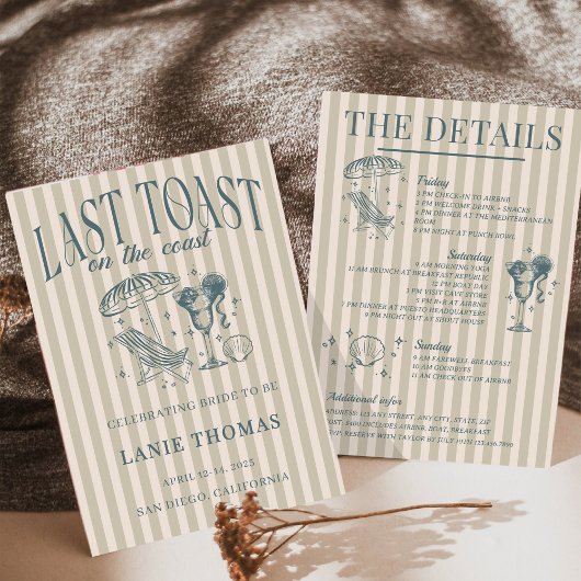 Kust Bruidsmeisje Cocktails Feestje Navy Kaart