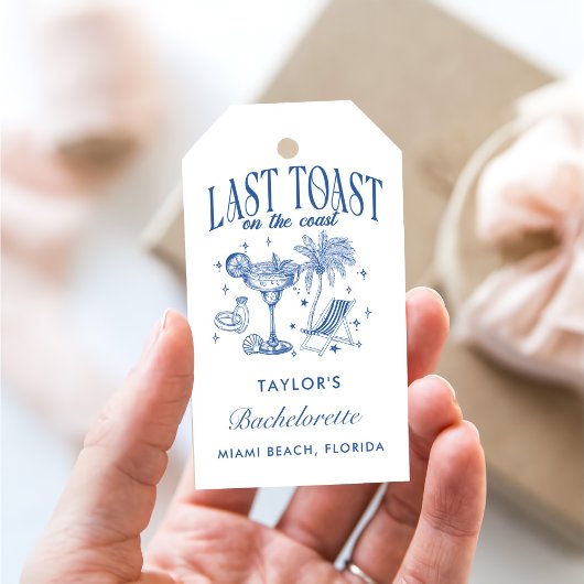Kust Bruidsmeisje Modern Cocktailfeest Blauw Cadeaulabel