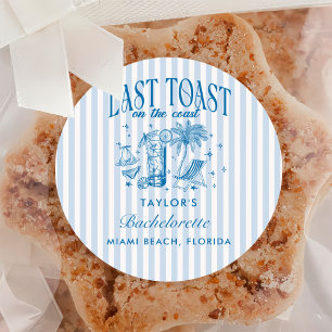 Kust Bruidsmeisje Modern Cocktailfeest Blauw Ronde Sticker