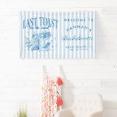 Kust Bruidsmeisje Modern Cocktailfeest Blauw Spandoek (Insitu)