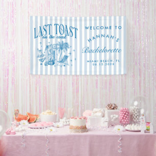 Kust Bruidsmeisje Modern Cocktailfeest Blauw Spandoek