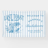 Kust Bruidsmeisje Modern Cocktailfeest Blauw Spandoek (Horizontaal)