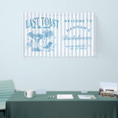 Kust Bruidsmeisje Modern Cocktailfeest Blauw Spandoek (Beurs)