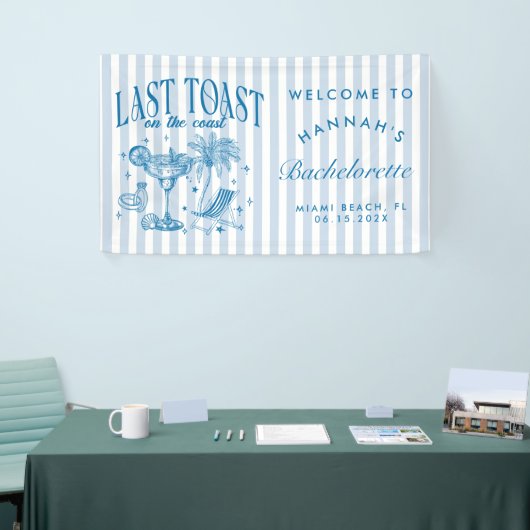 Kust Bruidsmeisje Modern Cocktailfeest Blauw Spandoek (Beurs)