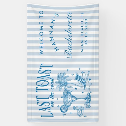 Kust Bruidsmeisje Modern Cocktailfeest Blauw Spandoek (Verticaal)