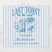 Kust Bruidsmeisje Modern Cocktailfeest Blauw Sparkling Wijnetiket (Enkel label)