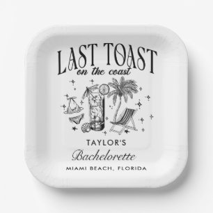 Kust Bruidsmeisje Modern Cocktailfeest Zwart Papieren Bordje