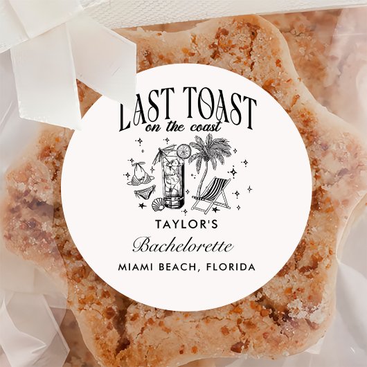 Kust Bruidsmeisje Modern Cocktailfeest Zwart Ronde Sticker