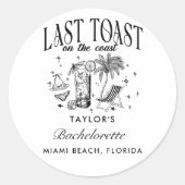 Kust Bruidsmeisje Modern Cocktailfeest Zwart Ronde Sticker (Voorkant)