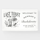 Kust Bruidsmeisje Modern Cocktailfeest Zwart Spandoek (Horizontaal)