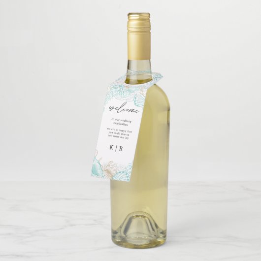 kust bruiloft fles hanger Labels (Schuin)