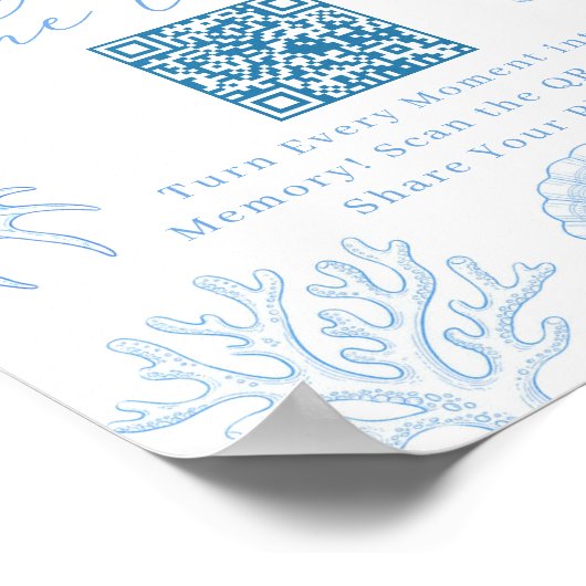 Kust Bruiloftsfeest QR Code Foto Deelbord Poster (Hoek)