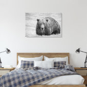 Kust Bruin Beer Zwart-wit Wildlife Canvas Afdruk (Insitu (Slaapkamer))