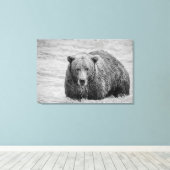 Kust Bruin Beer Zwart-wit Wildlife Canvas Afdruk (Insitu (Houten vloer))
