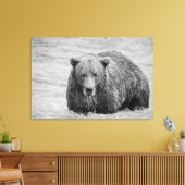 Kust Bruin Beer Zwart-wit Wildlife Canvas Afdruk (Insitu (Woonkamer))