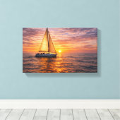 Kust Canvas Wandkunst Set Zonsondergang Oceaan Dec Afdruk (Insitu (Houten vloer))