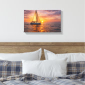Kust Canvas Wandkunst Set Zonsondergang Oceaan Dec Afdruk (Insitu (Slaapkamer))