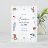 Kust Cape Cod Bachelorette Reisplan Uitnodiging  (Staand voorkant)