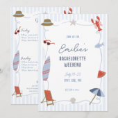 Kust Cape Cod Bachelorette Reisplan Uitnodiging  (Voorkant / Achterkant)