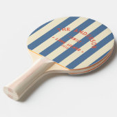 Kust Capri Blauwe Striping & Familienaam Tafeltennisbatje (Voorkant Gekanteld)