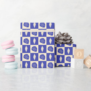 Kust Check Patroon Marine Wrapping Paper Roll Cadeaupapier