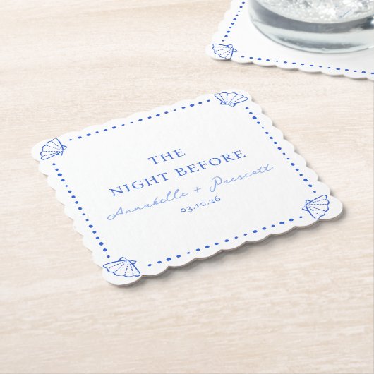 Kust Chic Blauw Gepersonaliseerd Oefendiner Kartonnen Onderzetters (Gebogen)