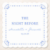 Kust Chic Blauw Gepersonaliseerd Oefendiner Kartonnen Onderzetters (Voorkant)