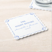 Kust Chic Blauw Persoonlijk Oefeningsdiner Kartonnen Onderzetters (Gebogen)