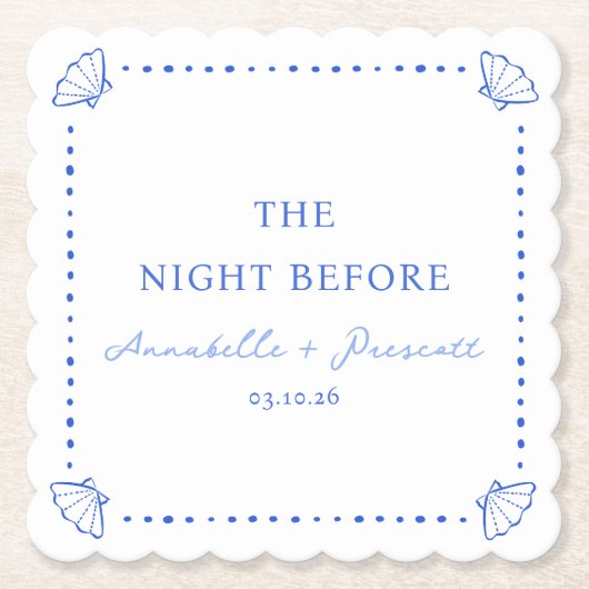 Kust Chic Blauw Persoonlijke Oefenavond Eten Kartonnen Onderzetters (Voorkant)