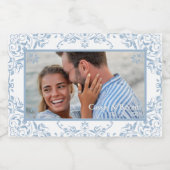 Kust Chic Blauw & Wit Foto Trouwlabels Voedselcontainer Etiket (Enkel label)