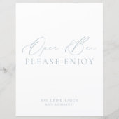 Kust Chic Blauw & Wit Open Bar Trouwbord (Voorkant)